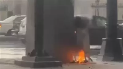 اندلاع حريق داخل كابينة كهرباء في ميدان التحرير (صور)