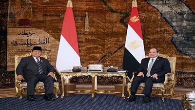 مراسم استقبال رسمية للرئيس الإندونيسي بالقاهرة، السيسي وسوبيانتو يستعرضان حرس الشرف