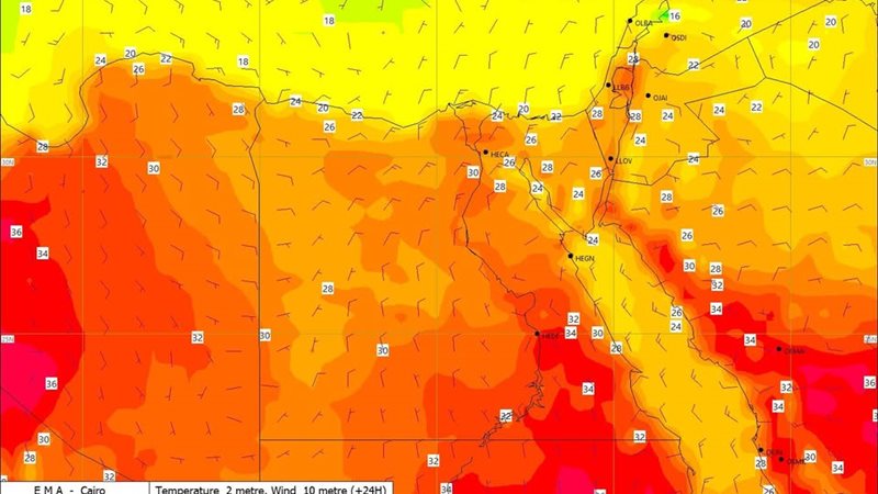 درجات الحرارة اليوم