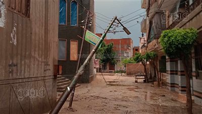 سقوط عمودان إنارة بقرية بالمنوفية بسبب الطقس السيئ