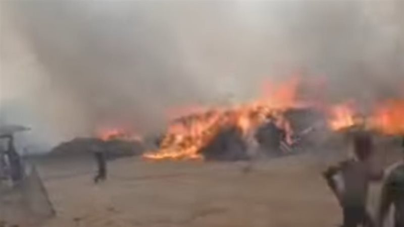 حريق في مزارع مواشي
