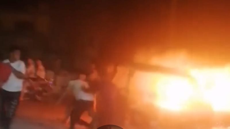 حريق بمحطة وقود،