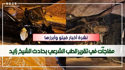 نشرة أخبار مصر | مفاجآت في تقرير الطب الشرعي بحادث الشيخ زايد.. تقلبات جوية حادة.. الفنانة شريفة ماهر: ولادي ضربوني وسرقوني