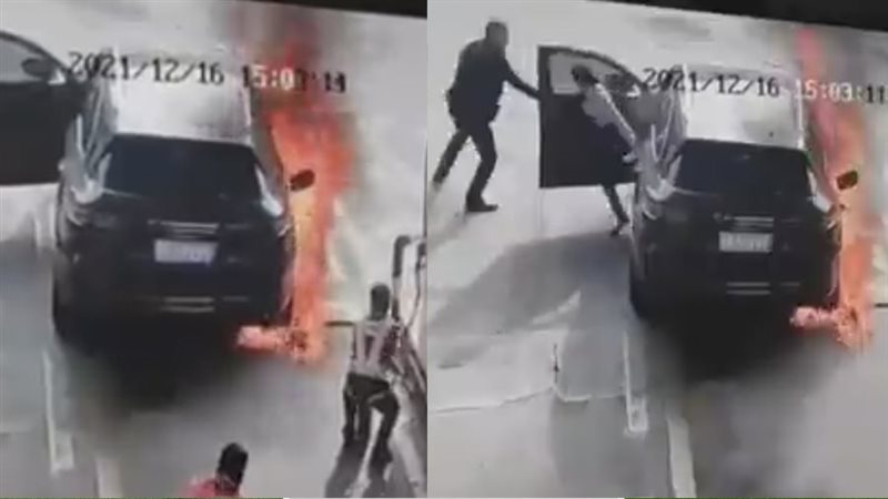 لحظة إنقاذ امرأة