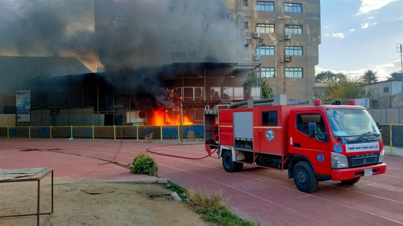 حريق صالة جمباز مدرسة