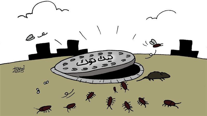 التيك توك في كاريكاتير