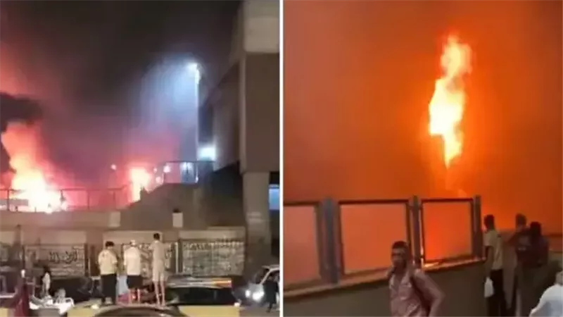 حريق هائل بعدد من