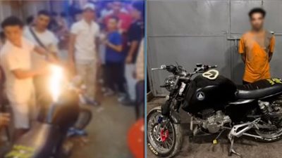 إبتهاجًا بحفل زفاف، ضبط قائد دراجة نارية فتح غطاء التنك وأشعل به النار بالقليوبية (فيديو) 