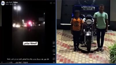 القبض على عامل خردة سمح لصغير بقيادة تروسيكل وأداء حركات استعراضية بالغربية