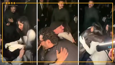 بحضن مطول، محمد فراج يحتفي بـ منى زكي في العرض الخاص لفيلم الست (فيديو) 