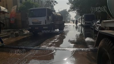 قطع المياه عن هذه المناطق بسبب تسريب مفاجئ بخط مياه رئيسى بشارع ربيع الجيزي