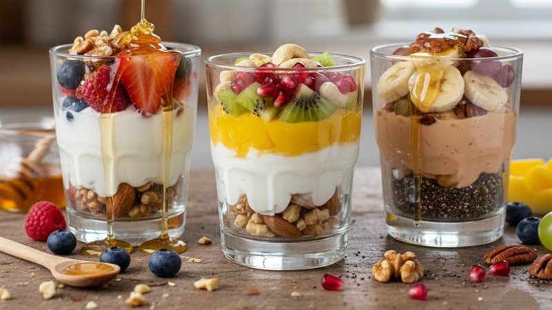 كاسات الزبادي بالفواكه