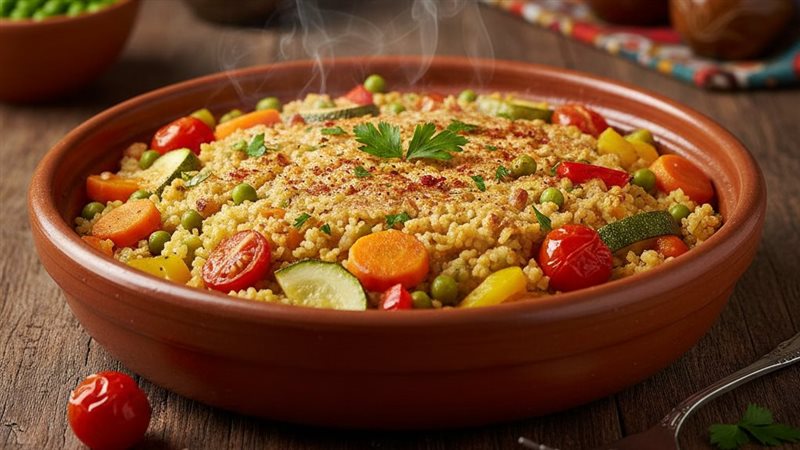 طاجن الفريك بالخضار