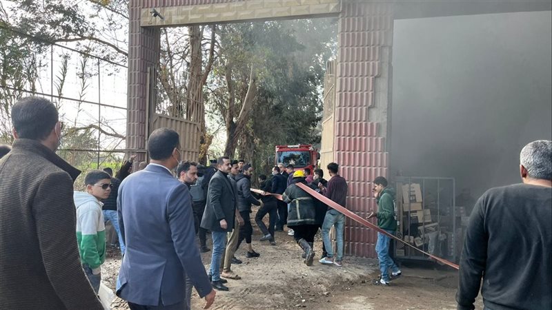 موقع حريق مصنع قطع