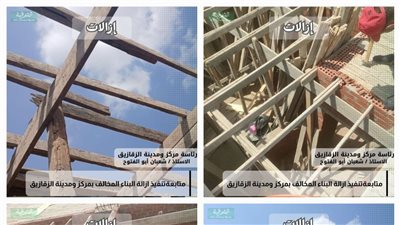 إزالة 14حالة تعدٍ على الأراضي الزراعية وأملاك الدولة في الشرقية