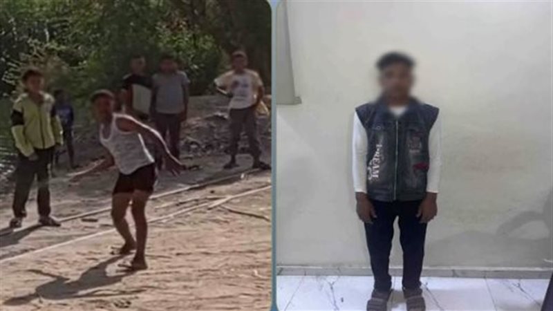 ضبط طفل رشق قطار
