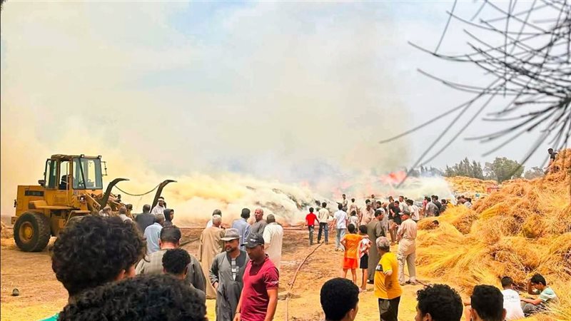  حريق شونة كتان بالغربية،
