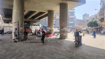 حملة مكبرة لإزالة الإشغالات بكوبري الساعة في الإسكندرية 