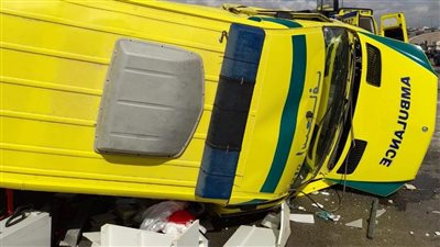 إصابة شخصين فى تصادم إسعاف بسيارة نقل على طريق الإسماعيلية الصحراوي| صور