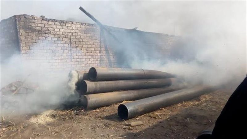 حريق بعصارة قصب