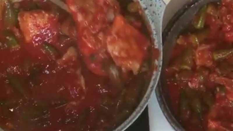 طاجن البامية باللحمة